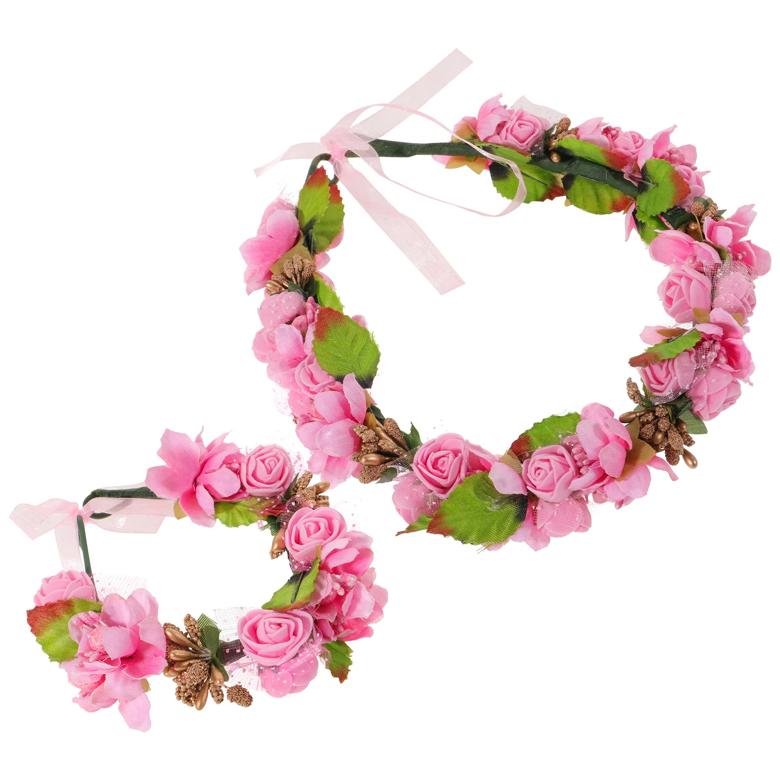 

Vibrant Flower Headband And Bracelet Floral Wreath Headdress Comfortable And Safe For Dress Up And Outings