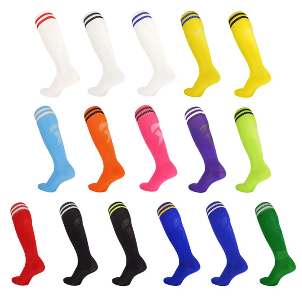 Chaussettes fines professionnelles de football pour hommes et enfants, respirantes, coordonnantes, match, entraînement, sport, planche à roulettes, bas au-dessus du genou, 16 couleurs