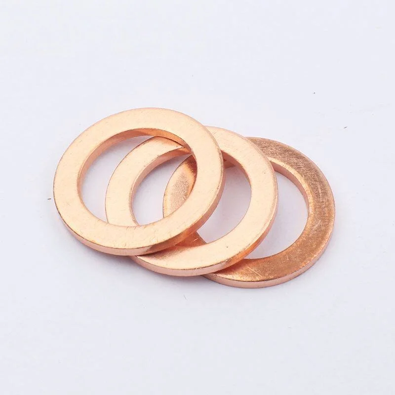 

10PCS 2mm Thick Solid Copper Plain Washers sizes M6-M20 flat sealing gaskets and shims