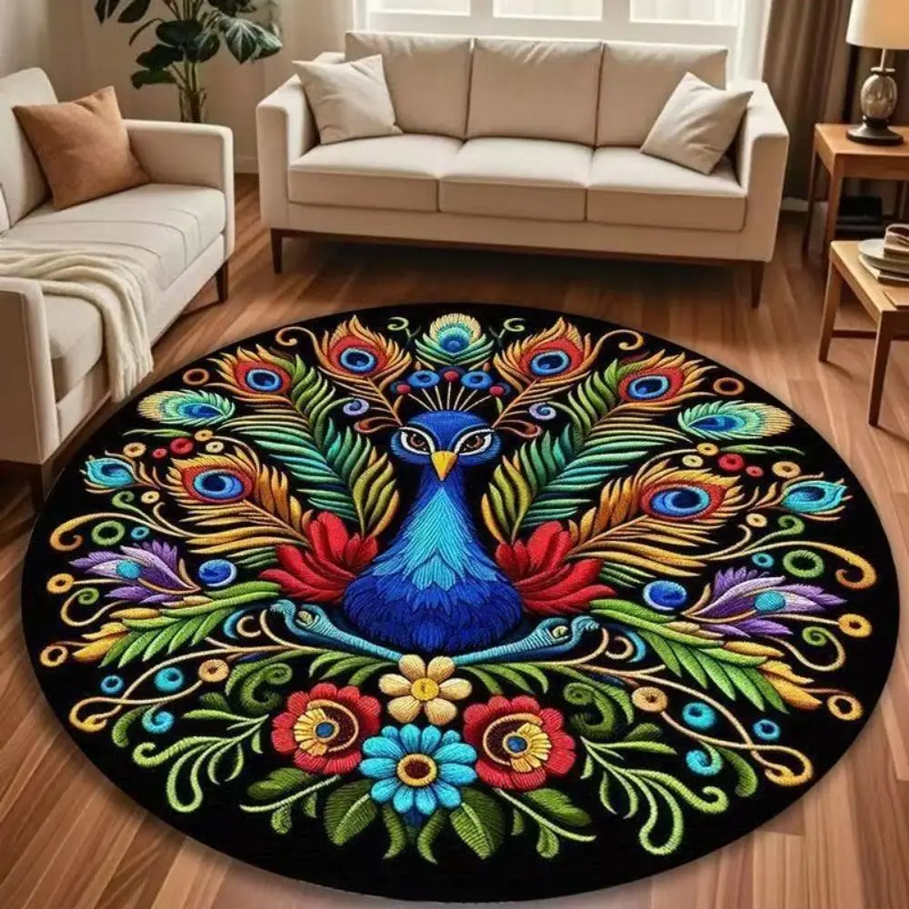 Special-shaped Peacock Carpet Non-slip Soft Bathroom Floor Mat Absorbent 60x60cm/100x100cm Peacock Mat