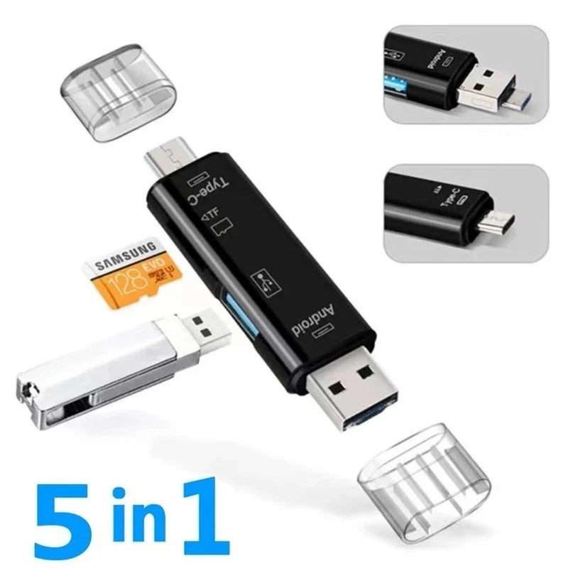 5 in 1 Multifunction USB 3.0 Type C USB Micro USB SD TF Memory Card Reader OTG Card Reader Adapter Mobile Phone PC Accessories