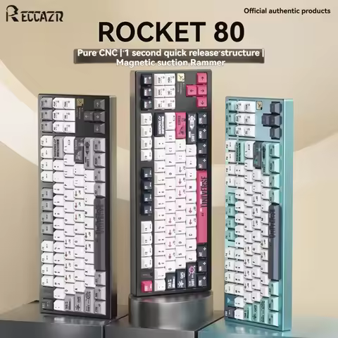 Rocket80 Mechanical Keyboard Wireless Tri-mode Hot Swap Gasket RGB Quick Release Aluminum Anodic Custom Game E-sports Keyboard