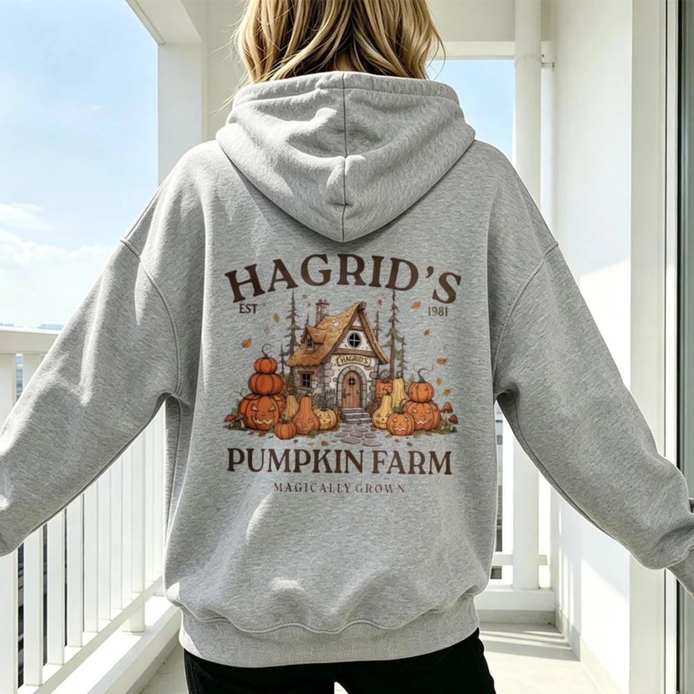 Hagrids Pumpkin Farm Magically Grown Graphic Print Men's Women's Sweatshirt Vintage Hallowmas Winter Casual Streetwear Hoodies