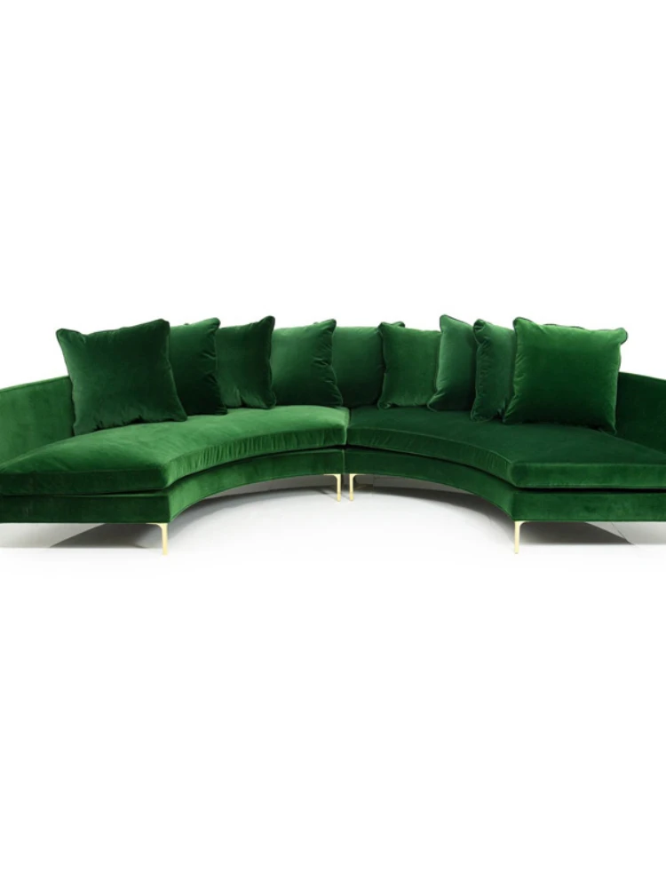 Nordic Sofa for Multi-User Light Luxury Post-Modern Italian Velvet American Simple Card Holder Commercial Semicircle Furniture