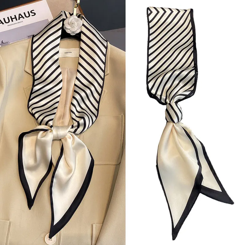 

Stripe Long Thin Silk Scarf Headband Ribbon Neckband Bag Scarf Neckerchief Neckties Hair Scarf Hair Accessioriess