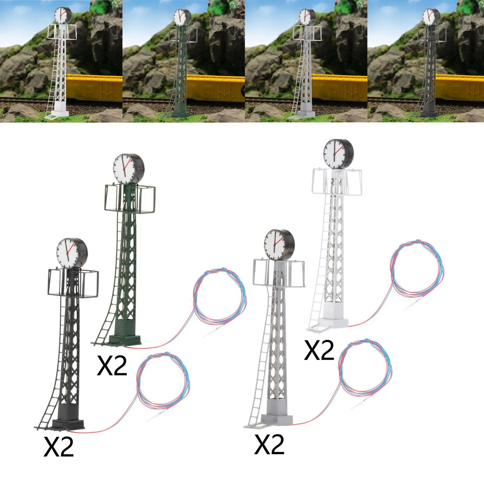 2 luci ferroviarie modello scala HO accessori paesaggistici per edifici decorazione ferroviaria lampada per albero reticolare per la decorazione della casa delle bambole