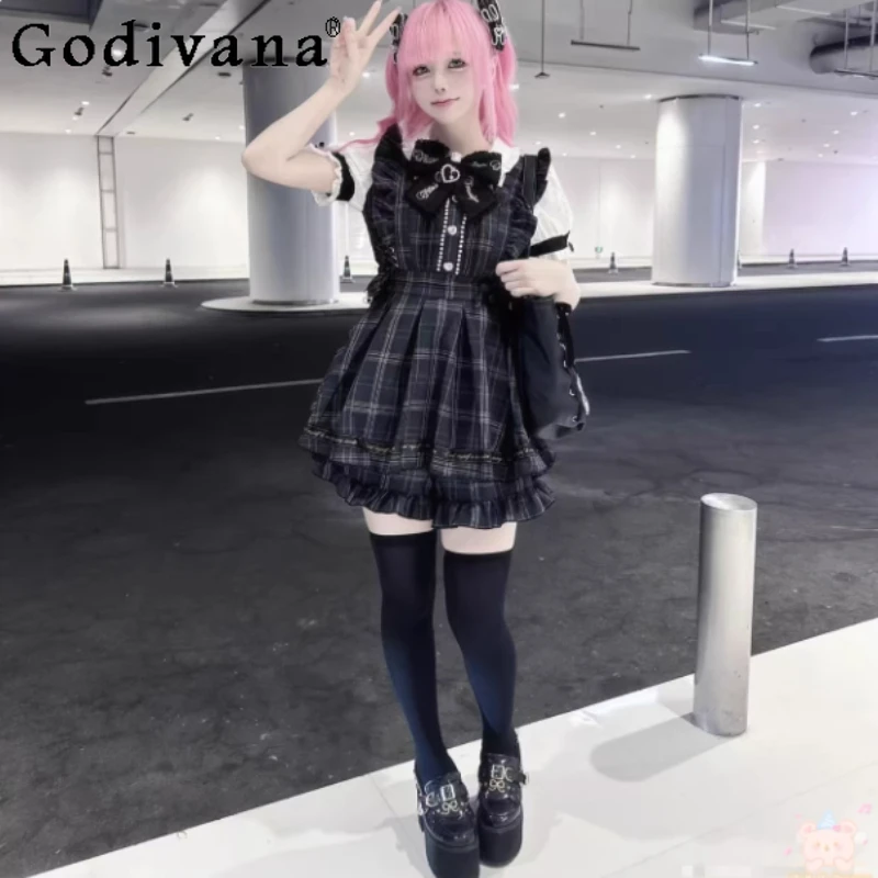 

Liz Dress Set Summer 2025 Japanese Mine Mass-Production Lolita Style Dress Shorts 2-Piece Set Girls Cute Bow Princess Dresses