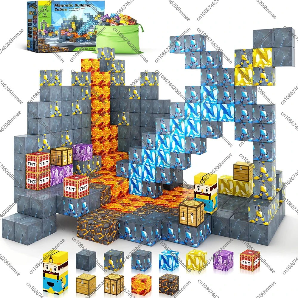 Bloques de construcción magnéticos Mine World, juego de cubos magnéticos STEM Montessori, juguetes sensoriales para niños y niñas de 3 años o más, regalos de vacaciones