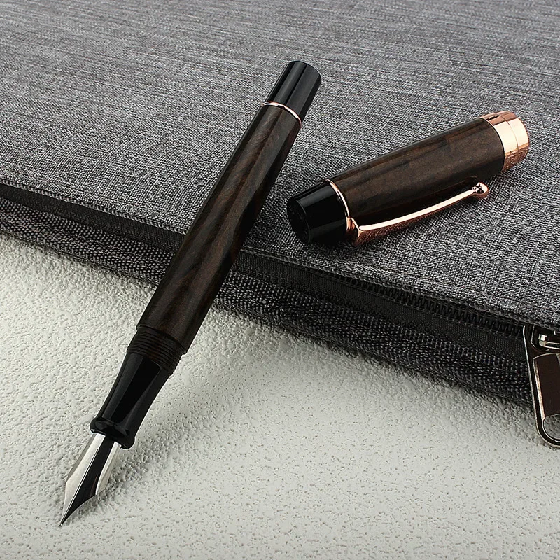 Luxury Acrylic Fountain Pen Brown Ink Pen Spin Rose Gold.0.5MM Nib Elegante Business Office School Supplies Writing Pen