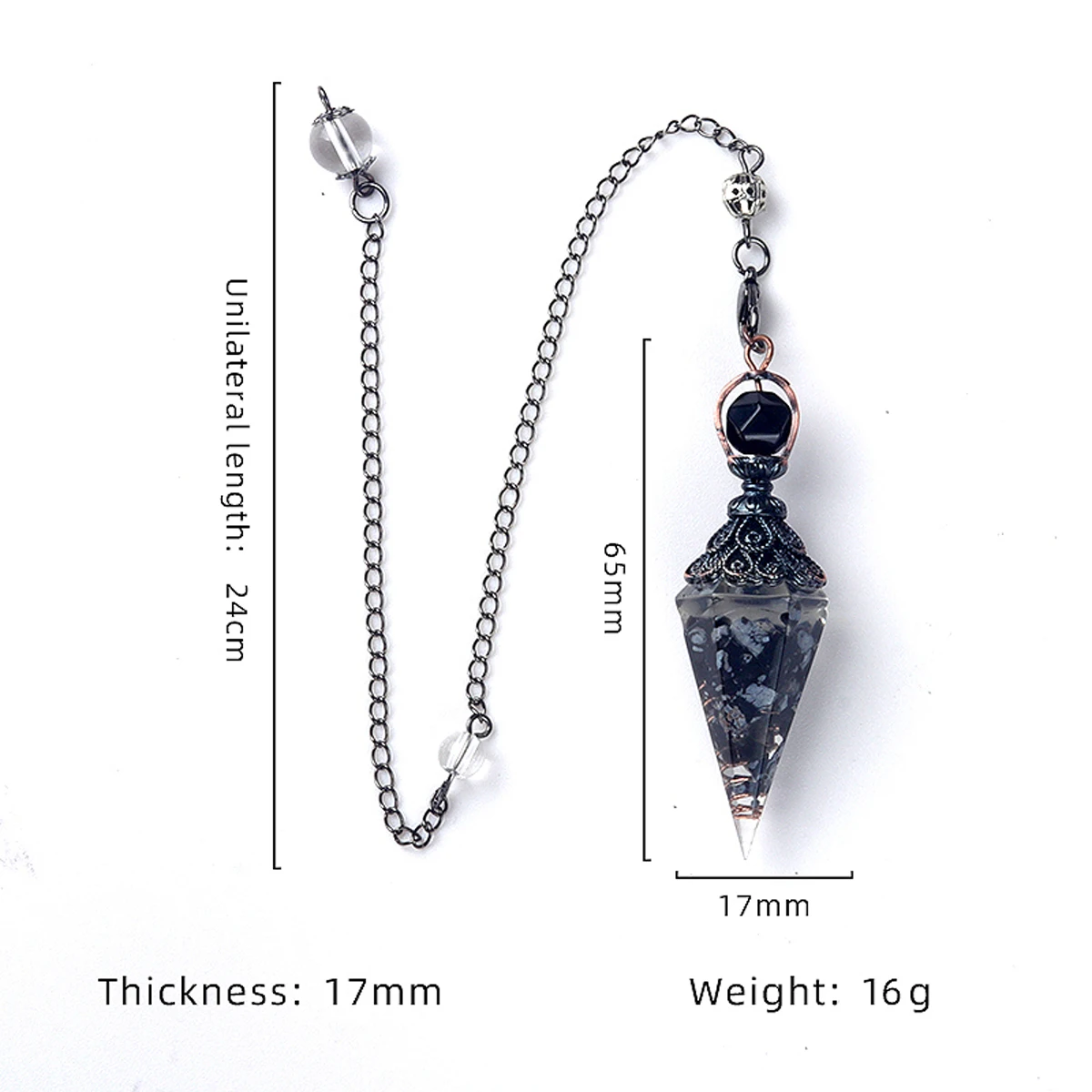 Natural Stones Pendulum for Dowsing Divination 7 Chakra Resin Crystal Hexagonal Column Cone Spirit Pendant Reiki Pendule