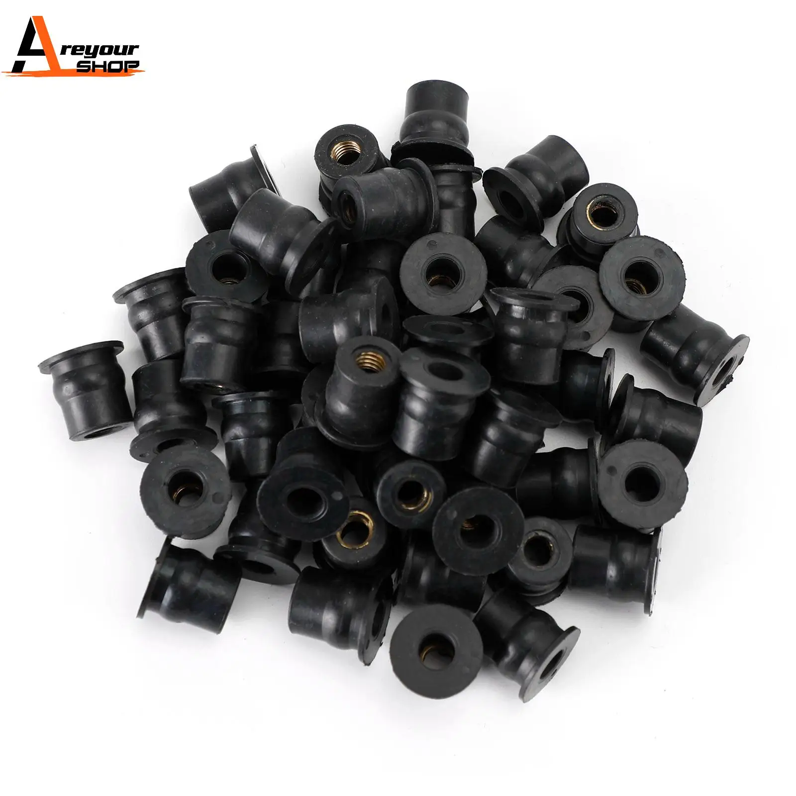 

Areyourshop M6 Rubber Well Nuts Wellnuts for Fairing & Screen Fixing Pack of 50 - 13mm Hole Motorcycle Accessories