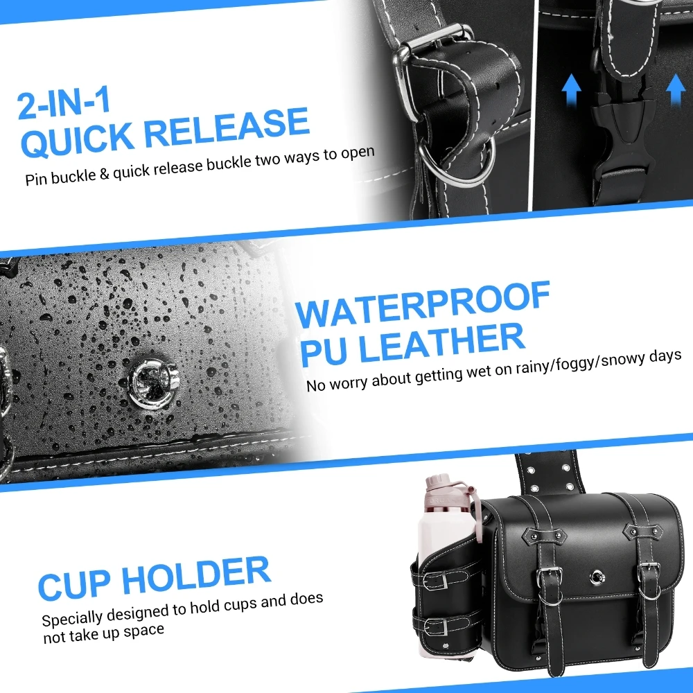 컵 홀더가 있는 오토바이 새들백 방수 PU 가죽 리어  - Panniers Waterproof Rear 리뷰 및 가격