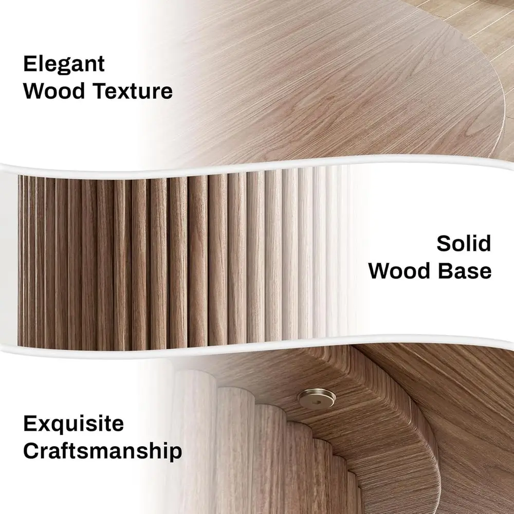 Round Dining Table, 34.3" ern Wood Kitchen Table or 2 to 4, Pedestal Circle Dining Tables, luted Dining Table or Leisure, Coee, image 3