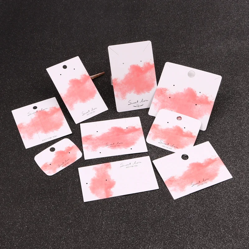 

Earring Holder Cards Pink Jewelry Display Necklace Brooch Hairpin For Perforating Jewelry Paper Card Packaging Supplies 20Pieces