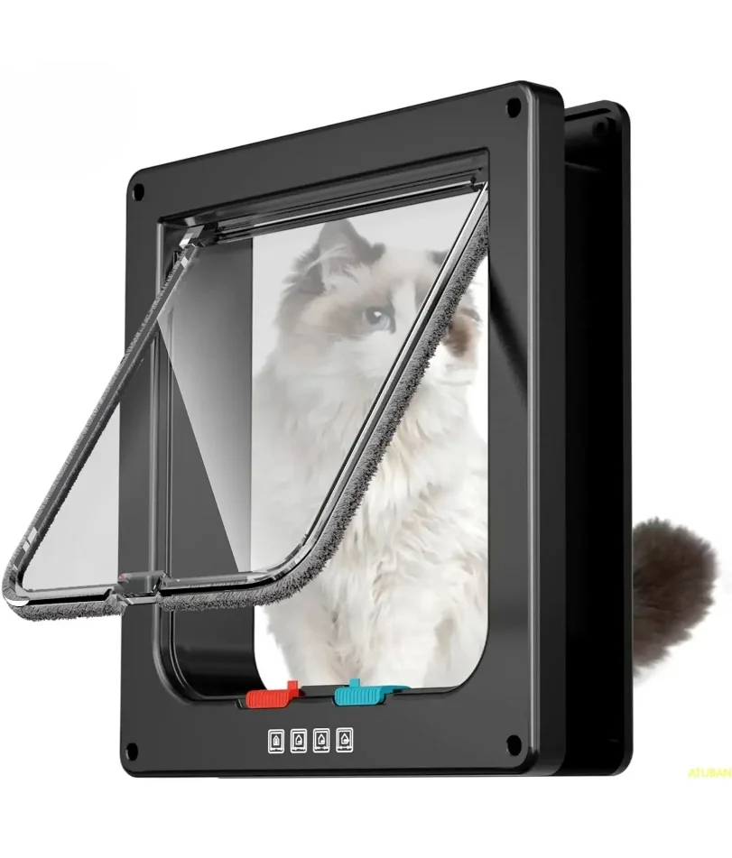 Cat Door Interior Door Pet Door for Cat Exterior Door 4 Modes Locking Suitable for Window and Wall,Strong Durable