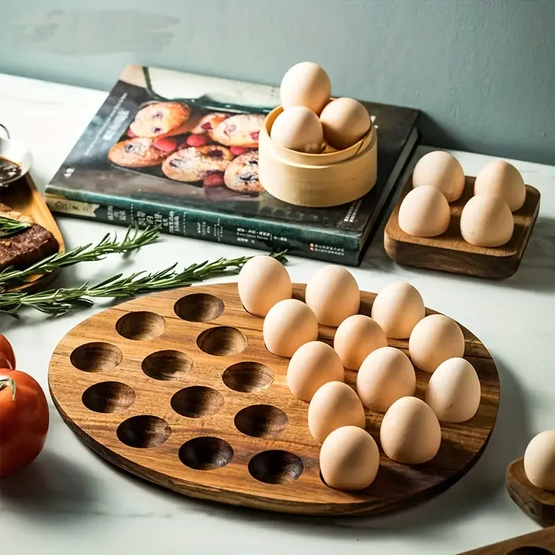 Caja almacenamiento huevos madera alta calidad, bandeja para huevos, estante almacenamiento para el hogar, soport