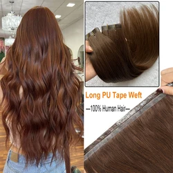 Invisible Tape PU Skin Long Flat Weft Invisible Bundles Human Hair 80cm PU Skin Weft Hair Extension No-Glue Tape On Hair