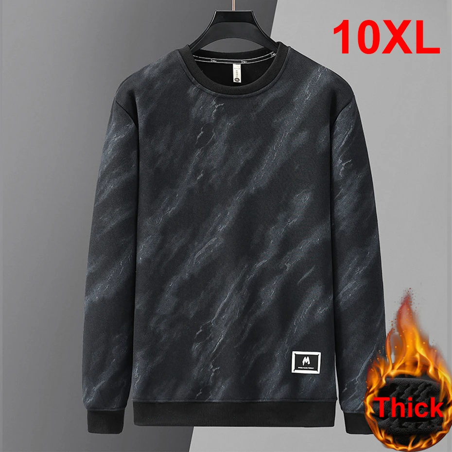 Autumn Winter Fleece Sweatshirt Men 10XL Plus Size Sweatshirts Pullover Male Fashion Tie Dyeing Design Sweatshirts Big Size 10XL