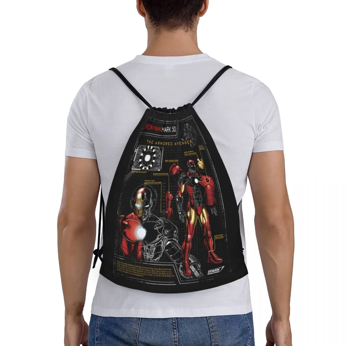 Sac à dos blindé personnalisé Iron Man pour hommes et femmes, sac de sport pliable, sac de rangement d'entraînement