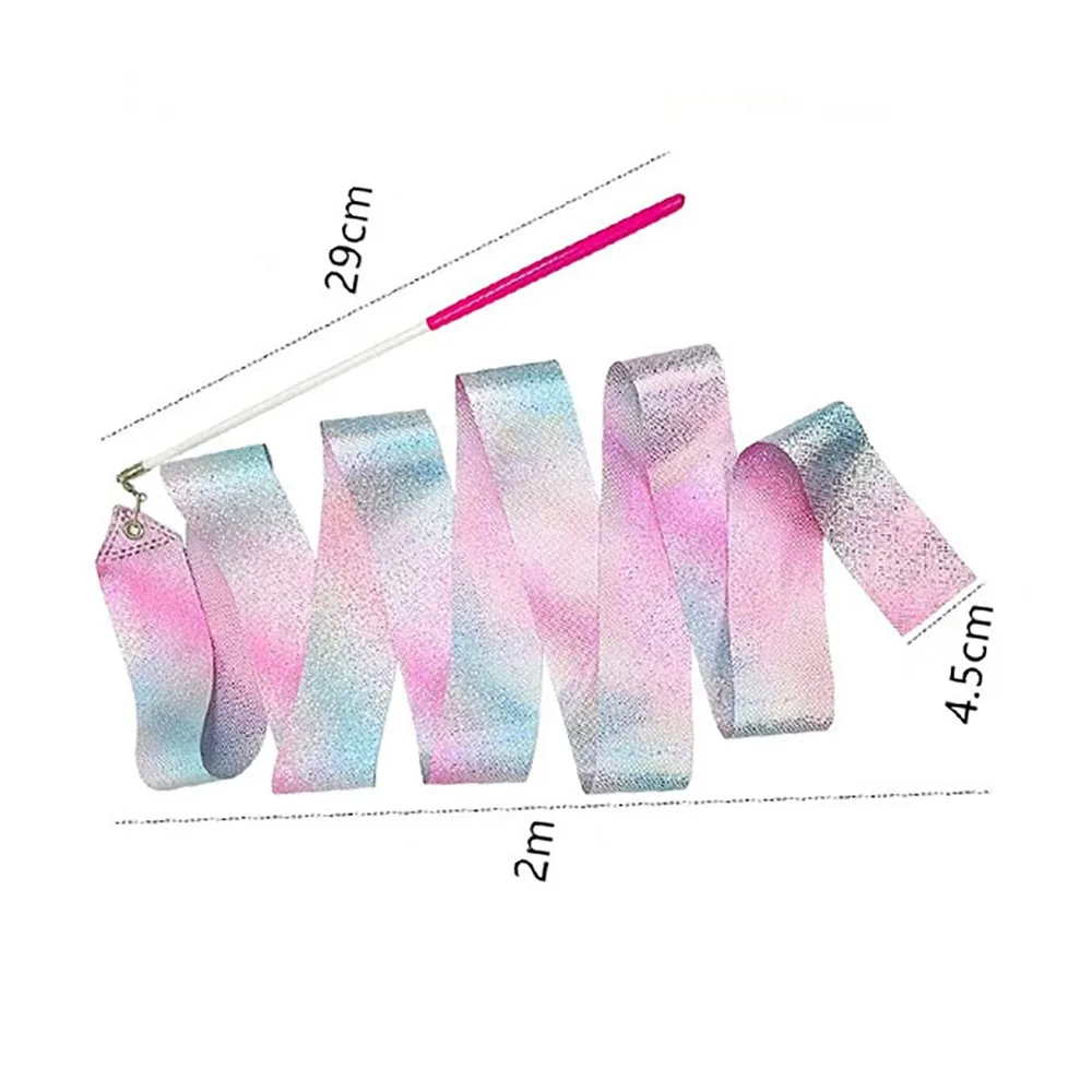 Decorative Sparkly Dance Ribbons Gradient Color Flow Ballet Streamer Shiny Rhythmic Gymnastics Ribbon Class Talent Shows