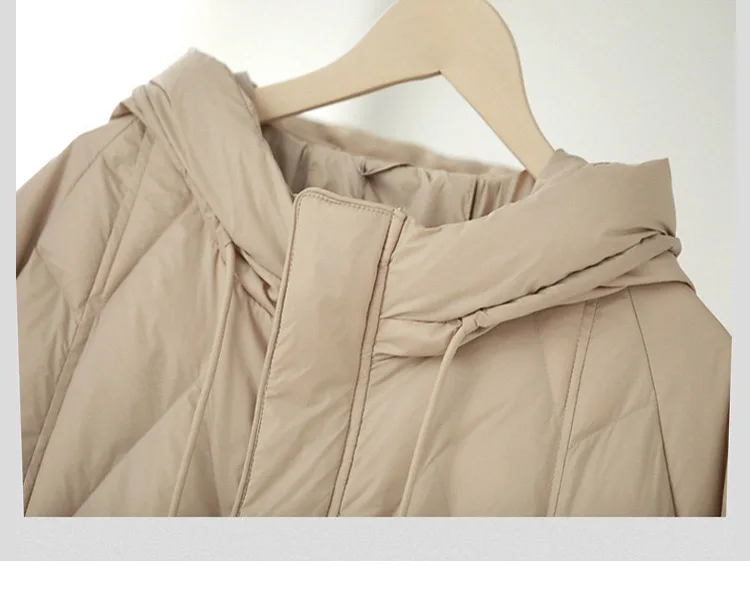 Schinteon Women 90% White Duck Down Long Jacket with Hood Casual Loose Over Size Winter Warm Outwear High Quality 2026 New