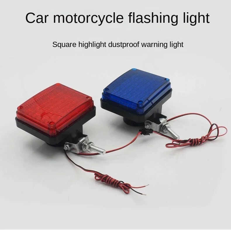 Red/Blue POLICE Motorcycle Truck Led driving flash light Fog light Moto Emergency warning Strobe flasher beacon signal 12V 24V