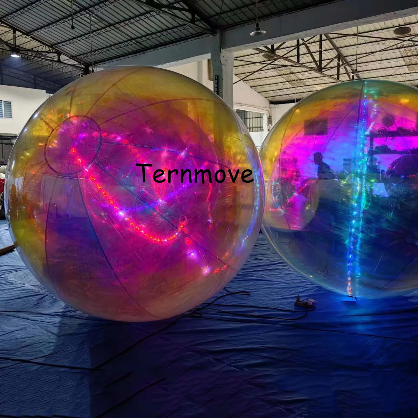 led holographic rainbow inflatable mirror ball with light Reflection Stage Festival Hangup pvc balloon hanging decoration