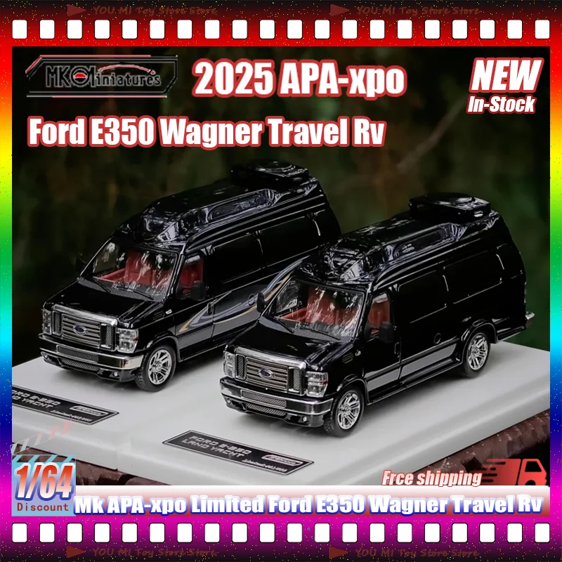 جديد Mk Apa-Xpo Limited 1:64 Ford E350 Wagner Travel Rv محاكاة سبيكة مصغرة يموت الصب نموذج سيارة مجموعة مخصصة اللعب هدية