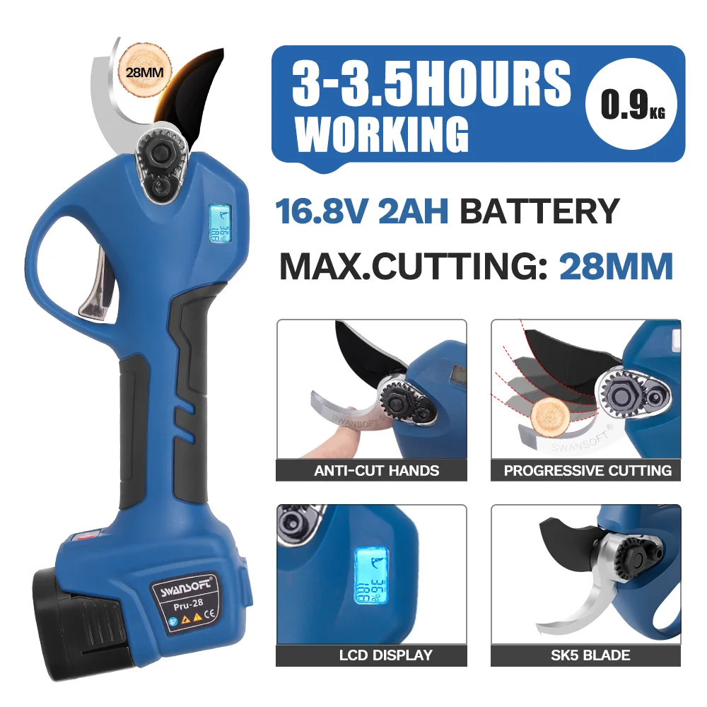 16.8VCordless Pruner Lithium-ion Pruning Shear Efficient scissors Bonsai Electric Branches garden tools electric case