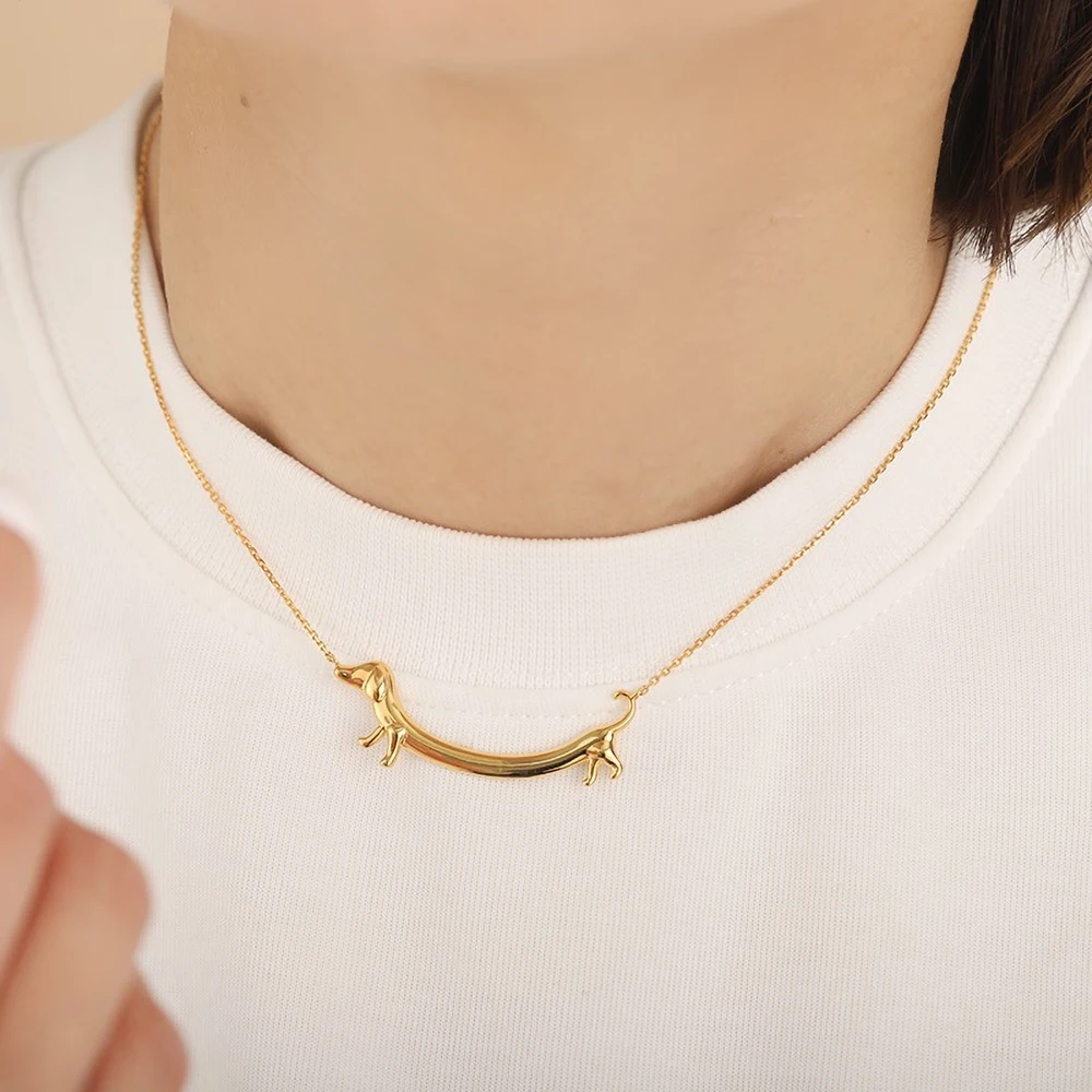 Creative Sausage Dog Necklace Jewelry Stylish And Cute Distinctive Dachshund Choker Necklaces Sweater Shirt Accessories Gift