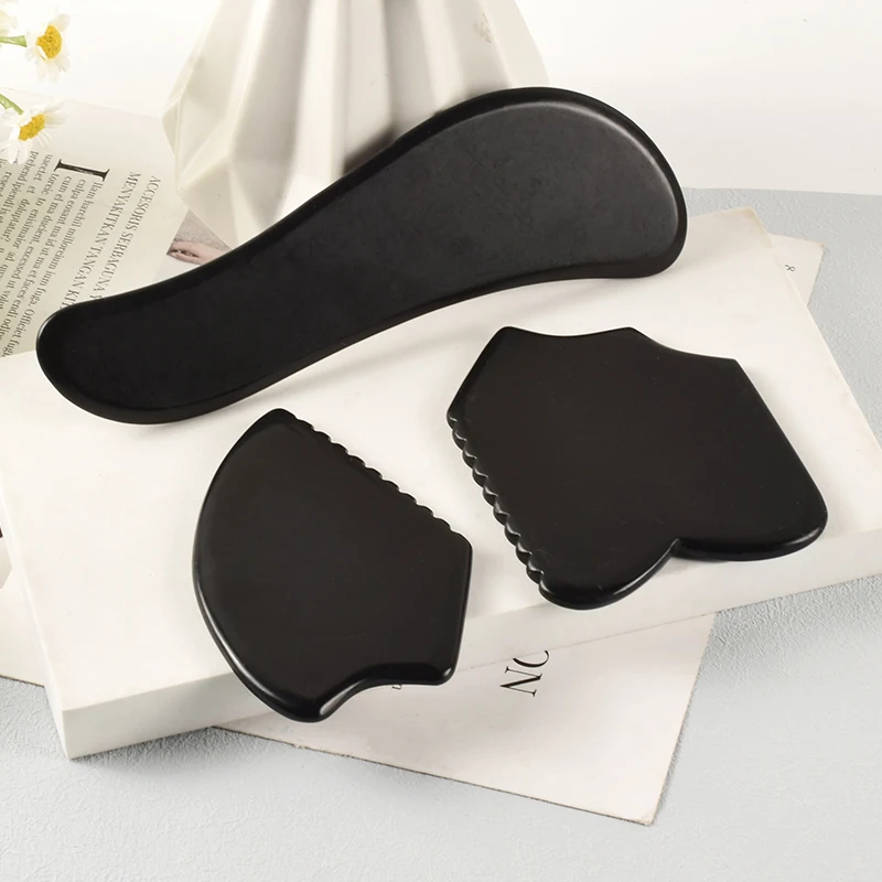 SPA Acupuncture Scraping Body Foot Back Face Neck Massager Beauty Guasha Board Black Bian Stone Gua Sha Massage Tools