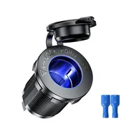 12V/24V Car Cigarette Lighter Socket Waterproof Dustproof Power Outlet Adapter for Cars Boats Motorcycle Marine ATV RV Truck
