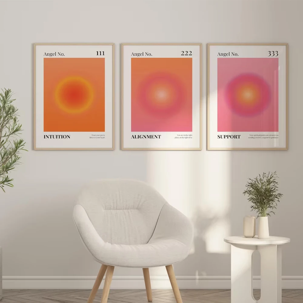 3pcs Aura Angel Numbers 111,222,333 Affirmation Alignment Wall Art Print printing Pictures poster For Living Room Home Decor