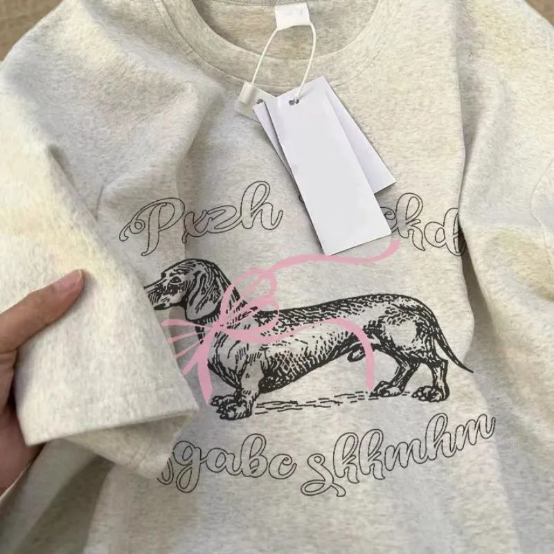 

Korean Cheap Casual Dogs Graphic Printed Cotton Women T-Shirt Retro Harajuku Hip Hop Streetwear Oversized Loose Top Tees Men