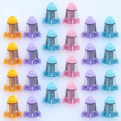 

24pcs Rocket Pencil Sharpener Metal Hand Use Kids Office Supplies Colored Pencils Tools Single Hole Student Stationery