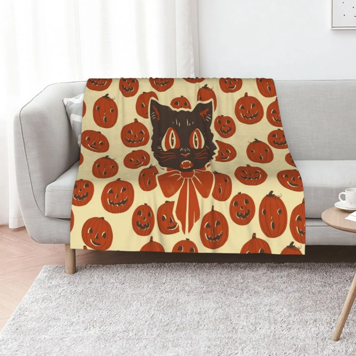 

Vintage Inspired Halloween Scaredy Cat Throw Blanket christmas decoration Retros Summer for sofa Blankets