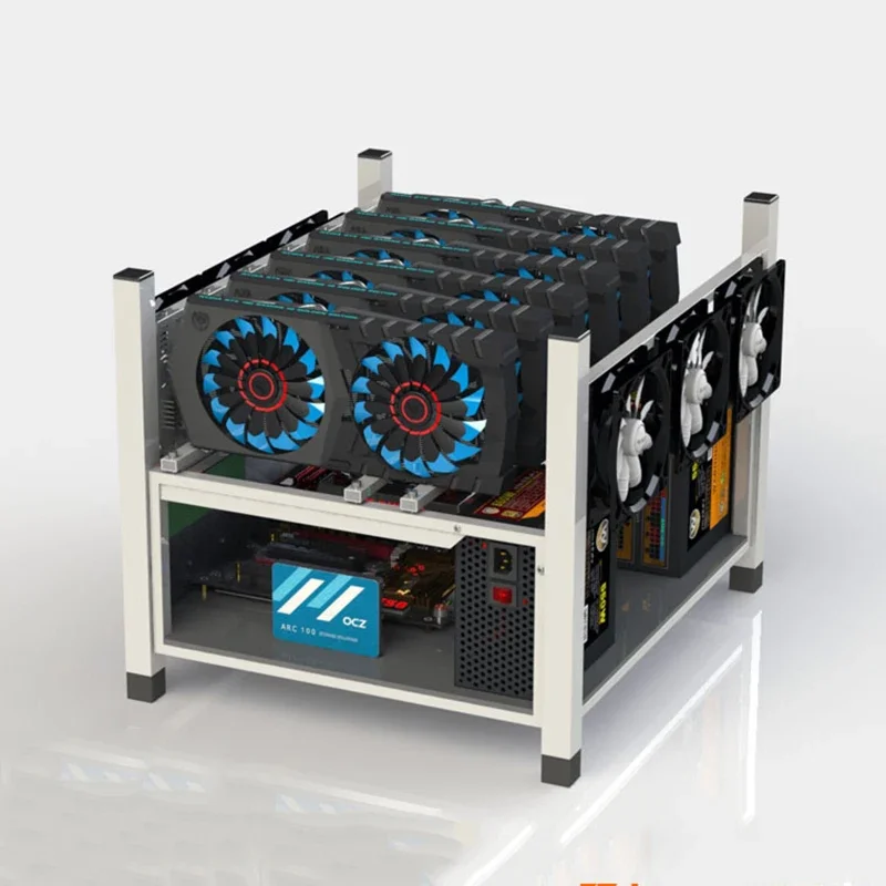 Chassis de placa gráfica multi, Série BX36, Open Rack, 6GPU GadgetSalon, Moldura de mineiro GPU de moeda cibernética