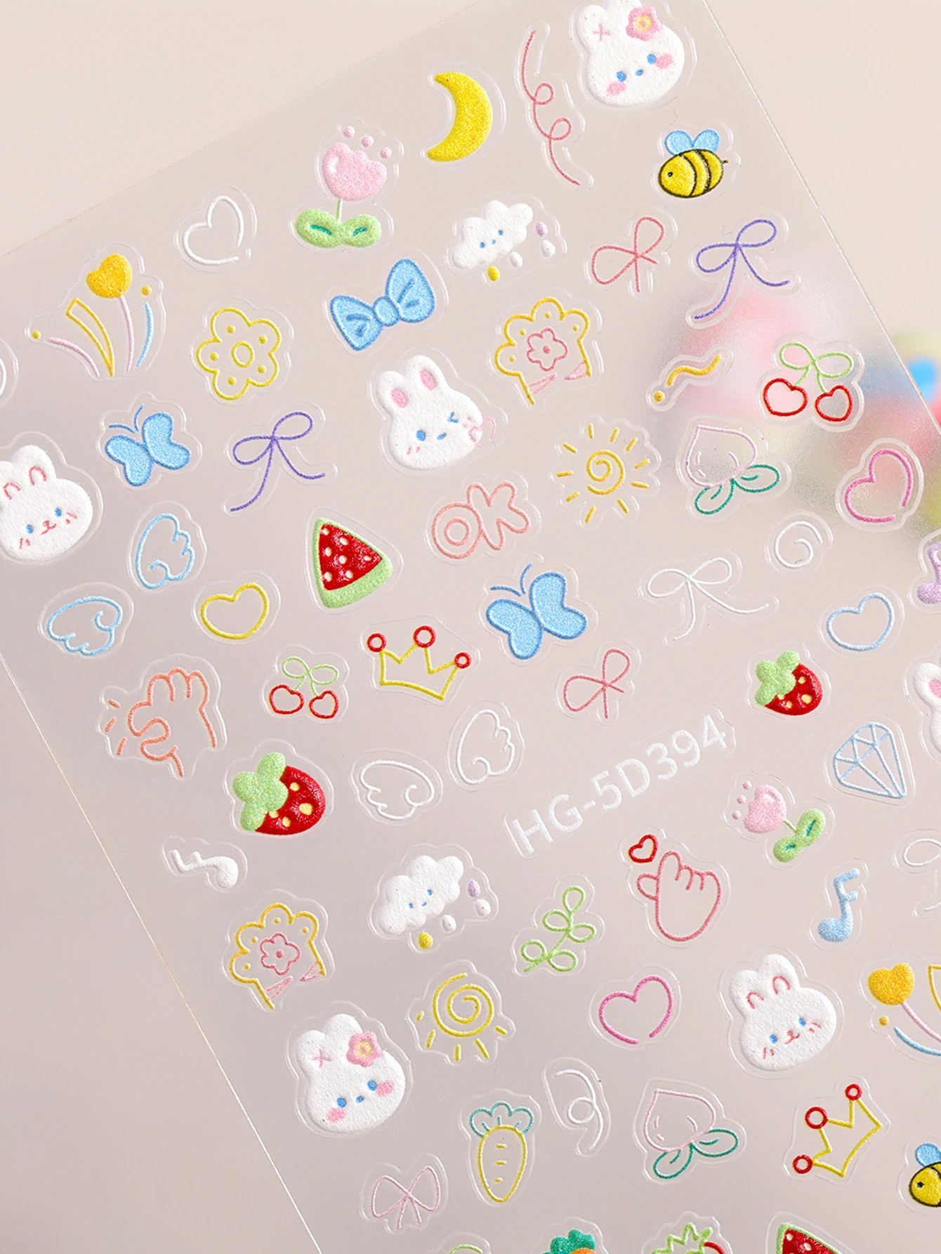 1 مجموعة من 2 لطيف الفاكهة أرنب ملصقات الأظافر 5d الإغاثة ثلاثي الأبعاد لعوب الكرز الفطر القوس الزينة الصغيرة الطازجة