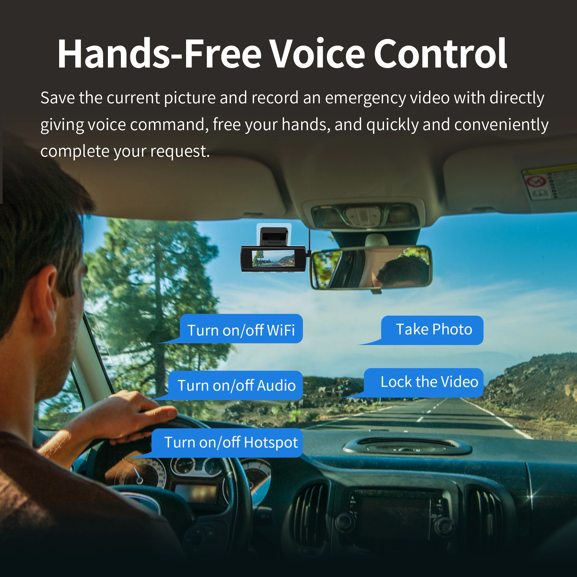 Cámara para Coche KAWA D8 4K con Control por Voz, Sensor Sony IMX415, Visión Nocturna, Monitoreo de Estacionamiento 24 Horas, Grabación en Bucle, WiFi6, GPS Integrado, Sensor G, DVR para Coche