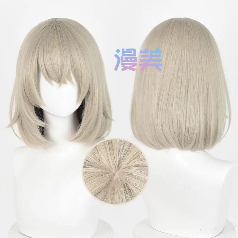 Anime Falin Touden Cosplay Pruik 35Cm Kort Grijs Goud Haar Hittebestendig Synthetisch Haar Vrouwen Halloween Rollenspel Prop