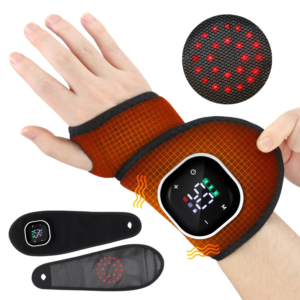 

Electric Cordless Heating Hand Wrist Massager Thermal Wrist Brace Wrist Protector 5 Infrared Hot Compress 3 Vibration Wristband