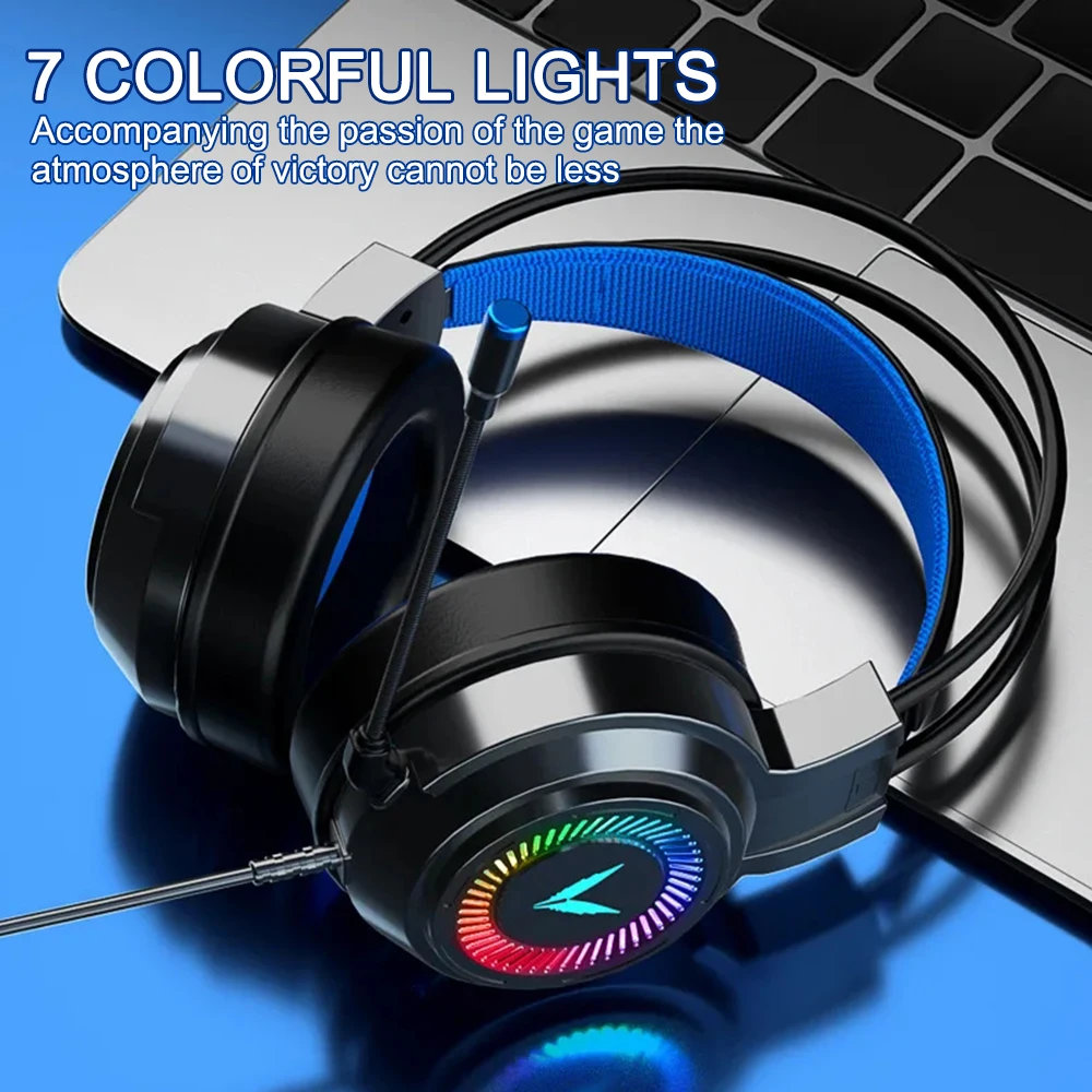 7.1 Channel Wired Headset Music Headphones  For Phone PC Over Ear Headphones With Cool LED Lighting For Cell Phone Gaming