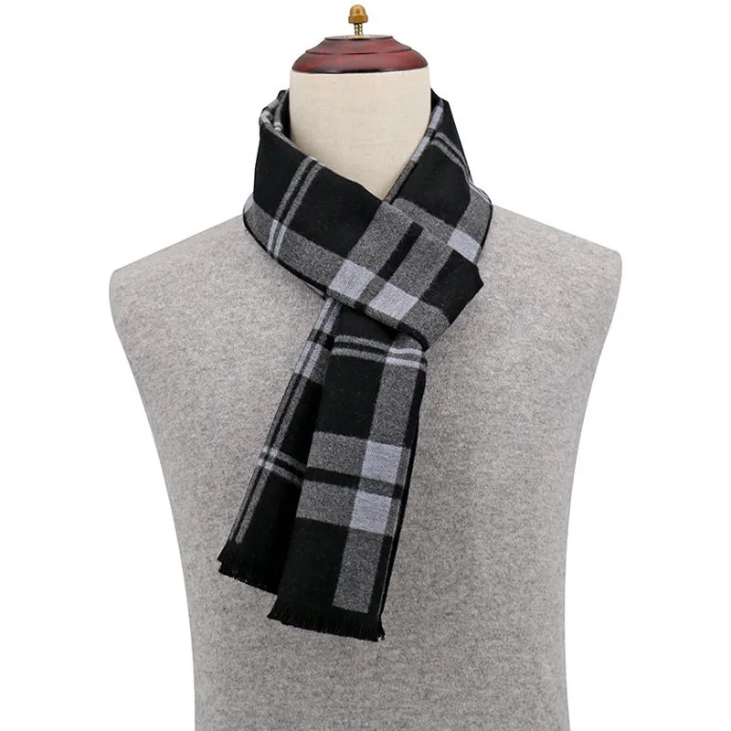 Men's new winter autumn winter cashmere business jacquard plaid Korean version thickened scarf for men