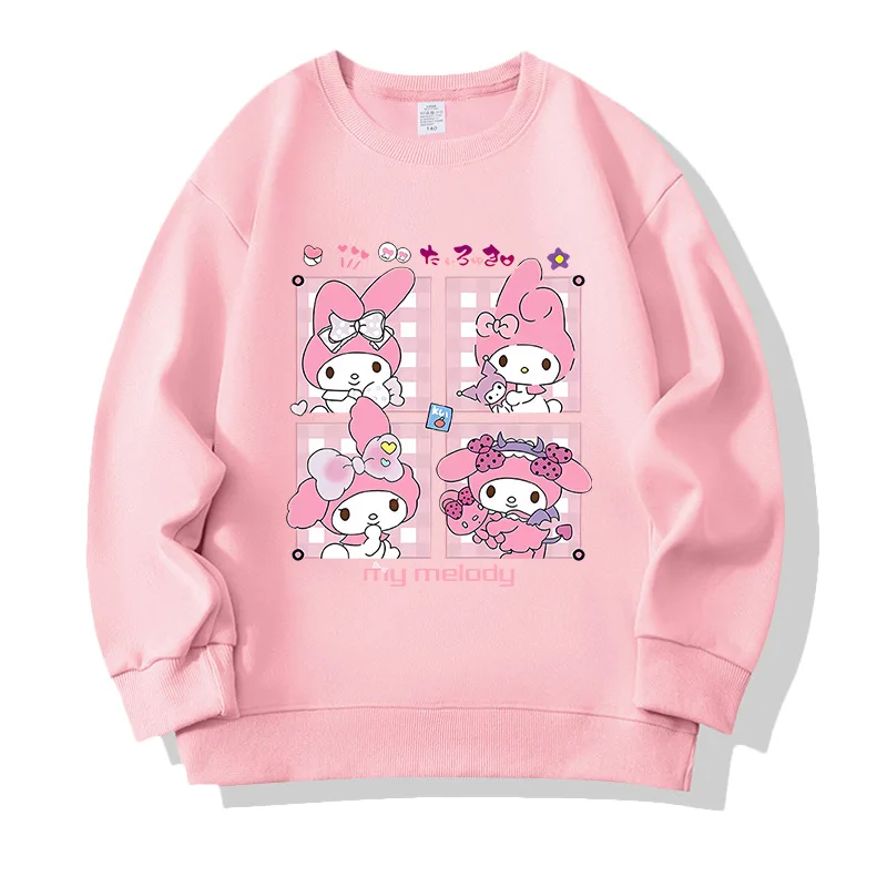 Sanrio 2024 New Girls Sweatshirt Sweatshirt Loose Casual Long-Sleeved Top Pamine Color Cartoon My Melody Cute Children Clothing