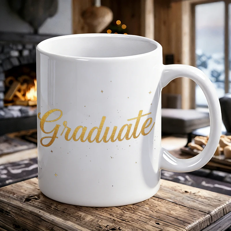 

Fun Letter 'Graduate' Ceramic Mug, Coffee Mug, Milk Cup, Office Tea Cup, Drinking Cup, Gift for Friends, Fade-Resistant