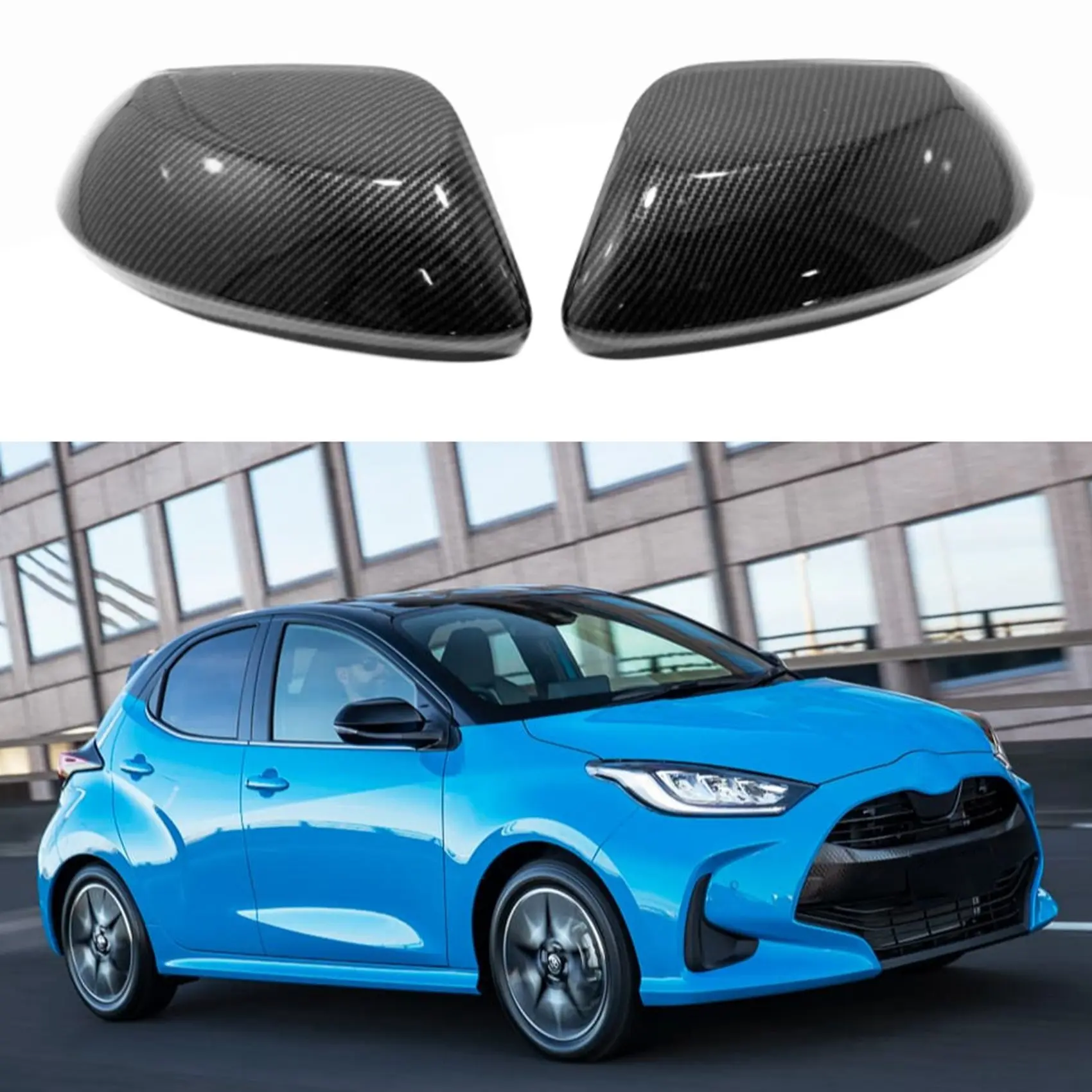 Car ABS Rear View Mirror Cover Side Door Mirror Decoration Cover Trim for Yaris 2020 2021 Carbon Fiber