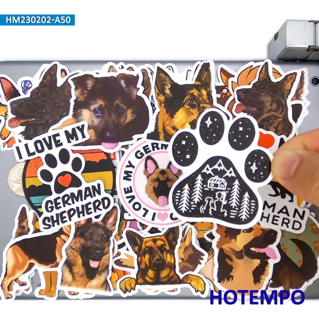 20/30/50Pieces Cute Dog German Shepherd Decals Funny Cartoon Puppy Animal Stickers for Kid Luggage Bike Car Phone Laptop Sticker