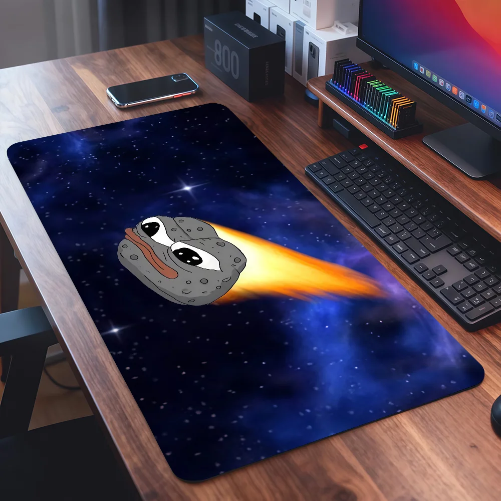 Cartoon funny P-Pepe the F-Frog Mouse Pad Square Office Gaming Desk Mat Waterproof Non-Slip Rubber Decorative