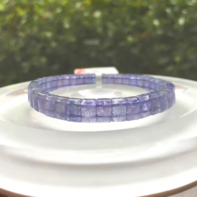 

Натуральный синий танзанит Танзания Браслет Прозрачные прямоугольные бусины 6x6 мм Женский драгоценный камень Танзанит Эластичный кристалл AAAAAA
