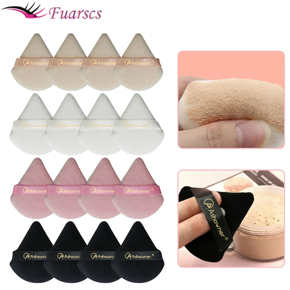 Miniesponja triangular de terciopelo para maquillaje facial, esponja de algodón suave para contorno de ojos, herramienta de maquillaje